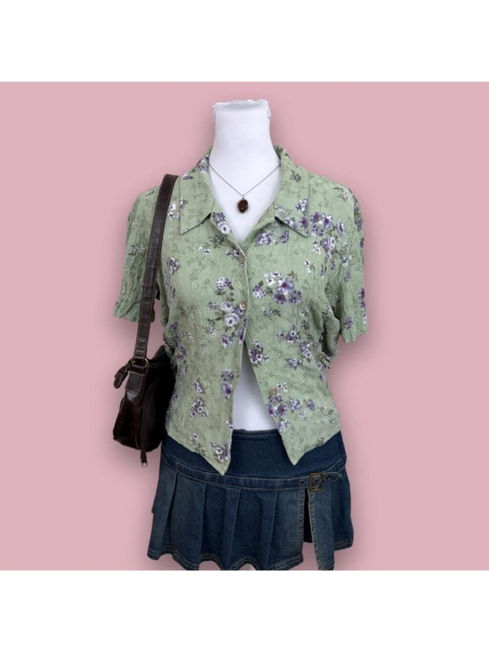 90s floral granola girl cottagecore button up shirt
